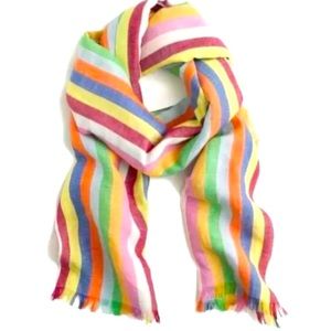 J Crew Rainbow Striped Fringed Scarf